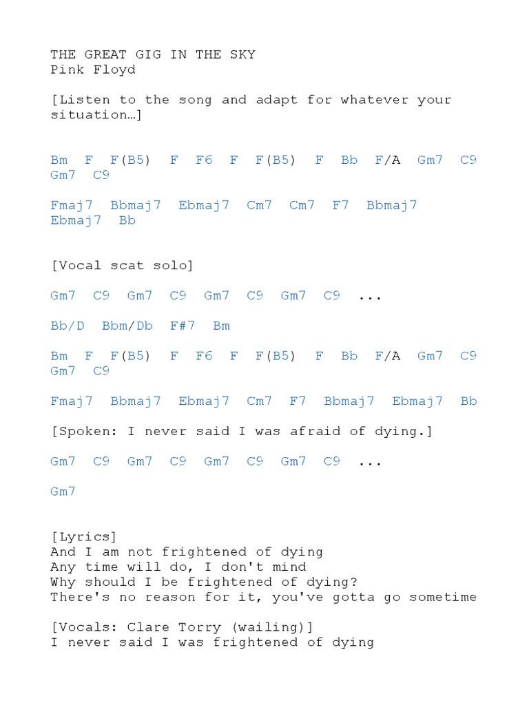 4The Great Gig in The Sky Chords PDF PDF