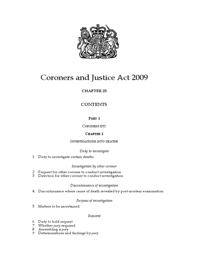 Coroners and Justice Act 2009 Duty To Investigate PDF Coroner