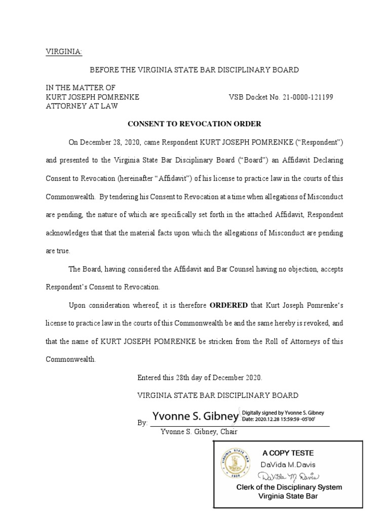 Pomrenke-Virginia State Bar | PDF | Plea Bargain | Plea