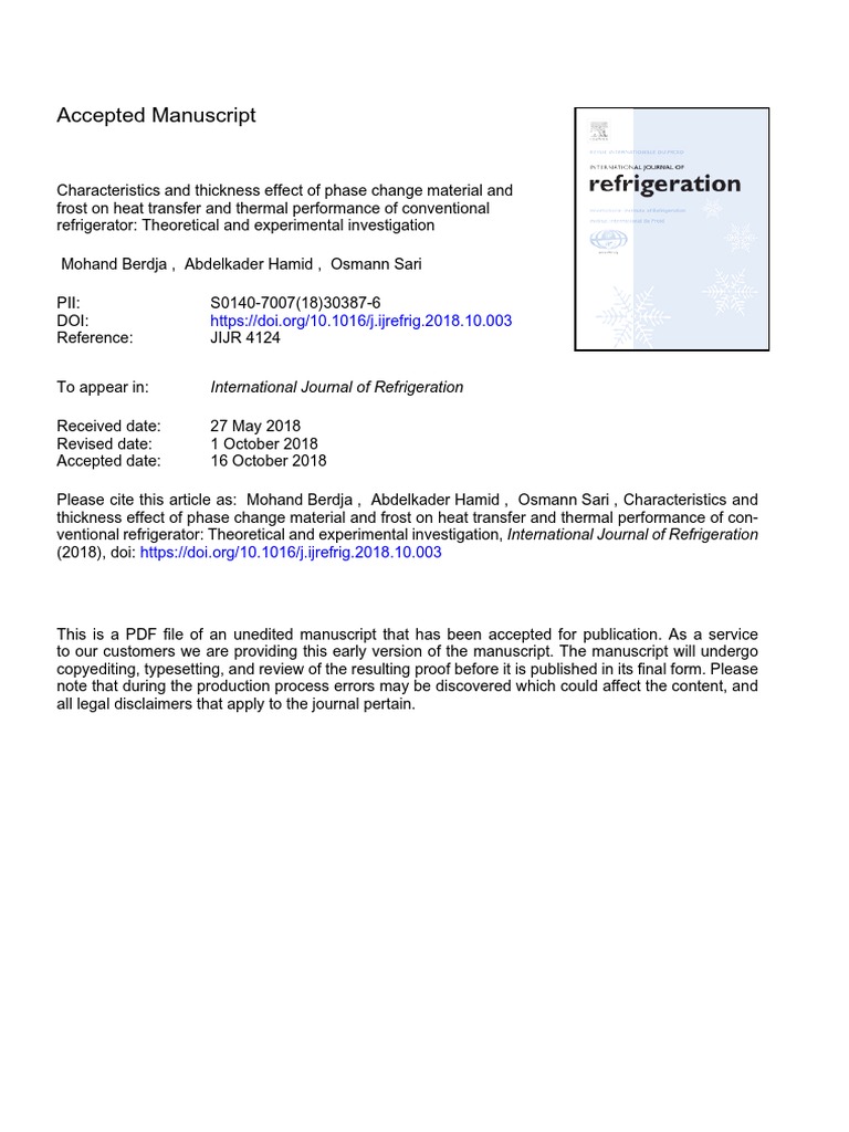 Accepted Manuscript International Journal of Refrigeration PDF