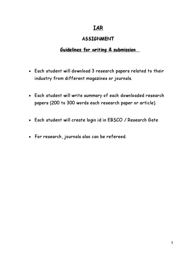 Guidelines for Research Paper Summaries | PDF | Academic Publishing ...