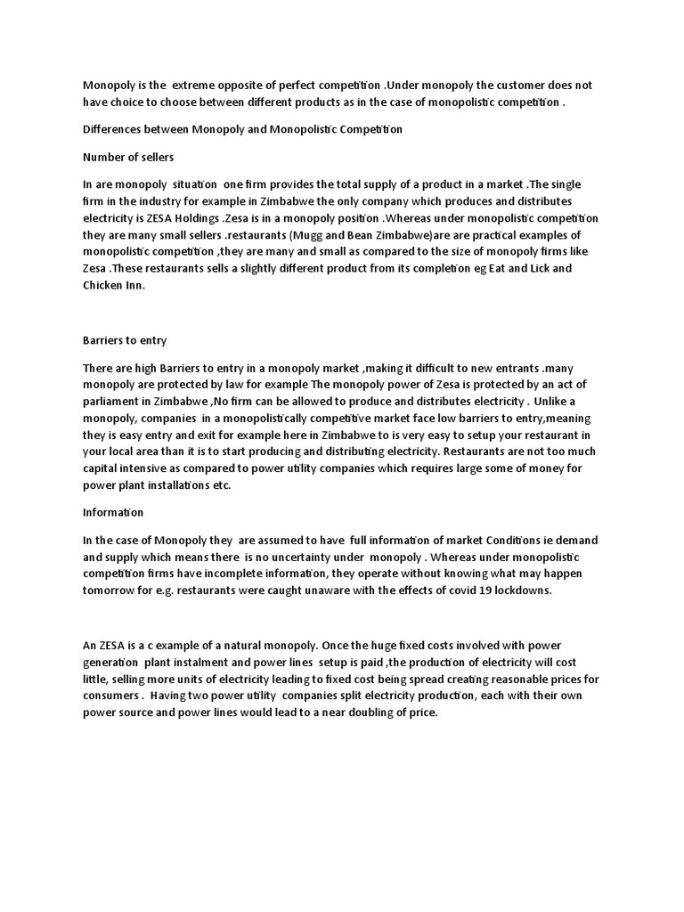 Monopoly vs. Perfect Competition Explained | PDF | Monopoly | Perfect ...