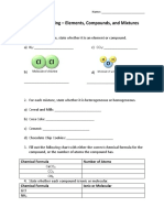 Elements, Compounds and Mixtures Evidence of Learning