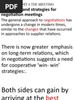 Unit 6 The Meeting: Objectives and Strategies For Negotiation Meetings