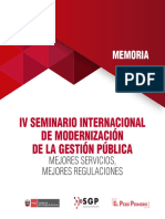 Memoria IV Seminario Internacional de Modernizacion de La Gestion Publica