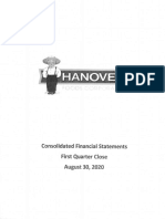 Hanover Foods Aug 30 2020 Financials