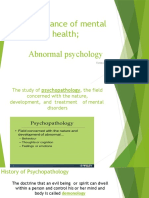 Importance of Mental Health. Abnormal Psychology. Theme 1