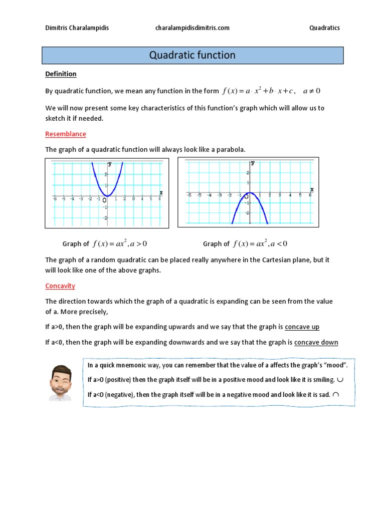 The Quadratic Function | PDF | Quadratic Equation | Function (Mathematics)