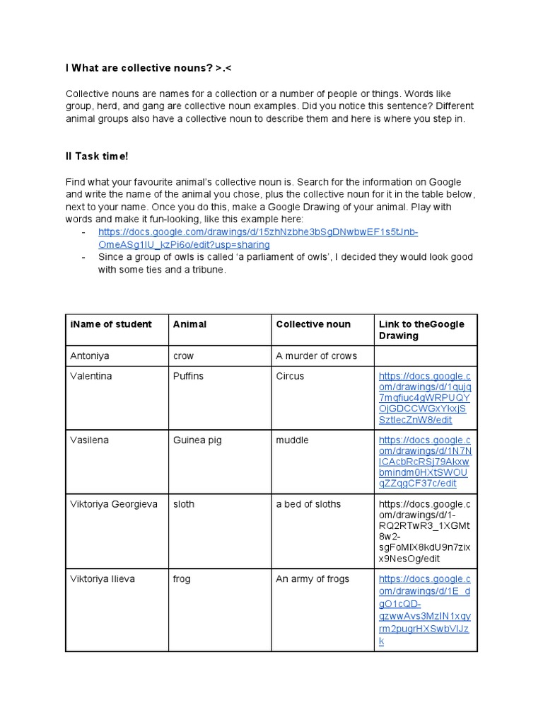 Fun with Animal Collective Nouns | PDF | Linguistic Morphology ...