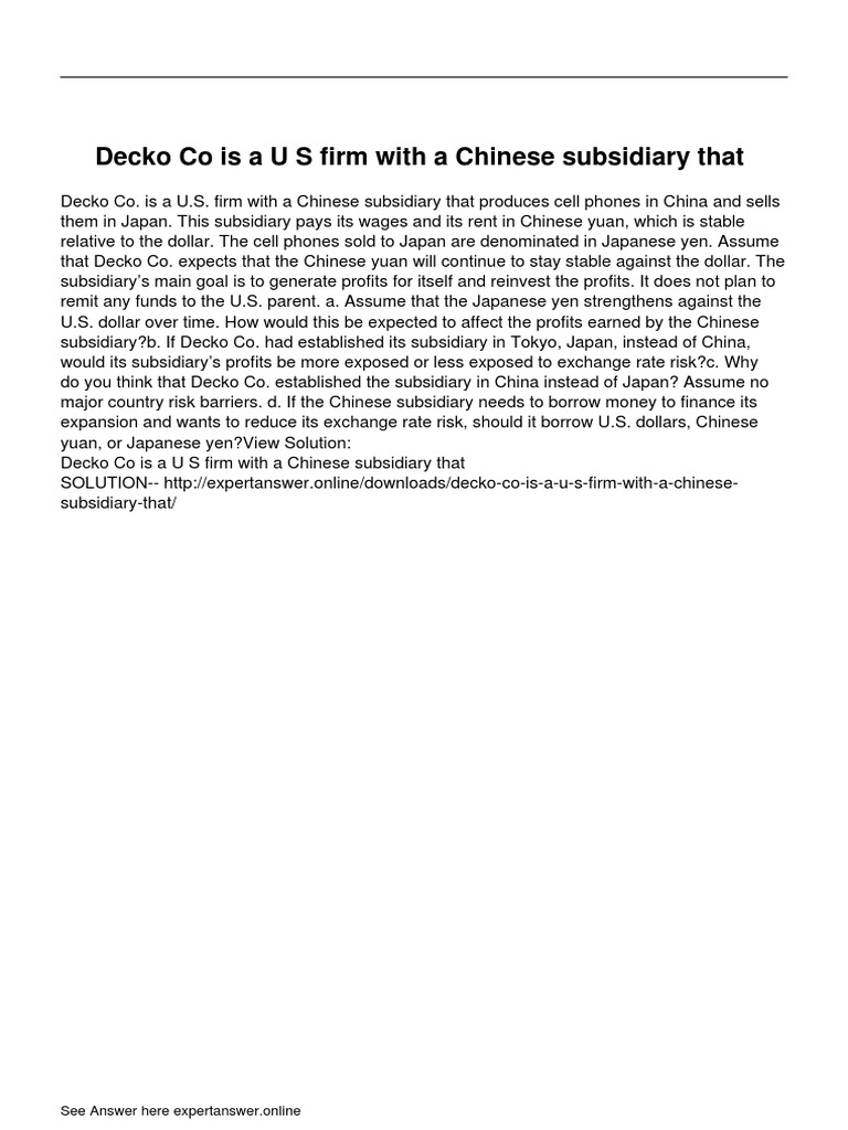 Decko Co: Profit Strategies in China | PDF