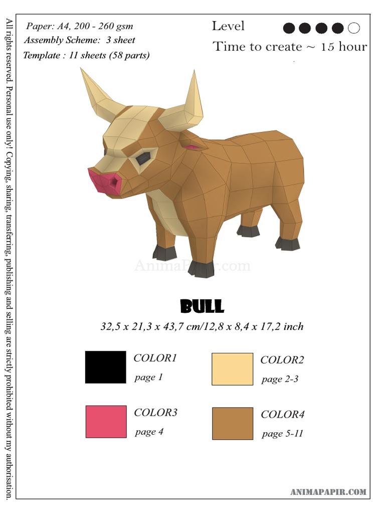 Bull Paper Model Assembly Guide | PDF | Graphic Design | Publishing
