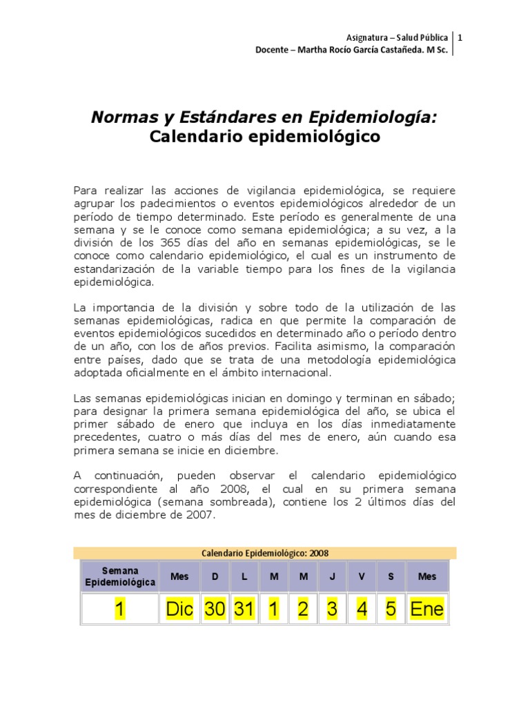 Calendario Epidemiológico y Vigilancia Epidemiológica PDF