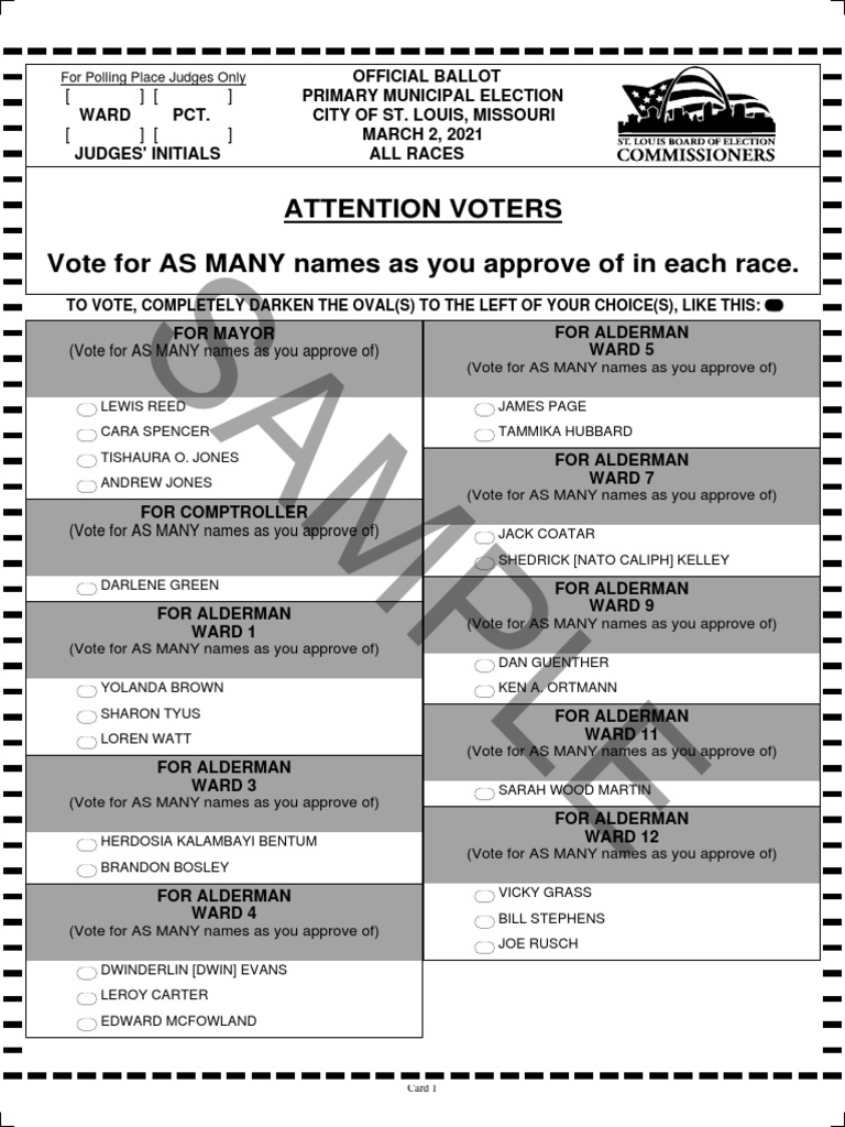 Sample Ballot St. Louis City PDF Elections Government