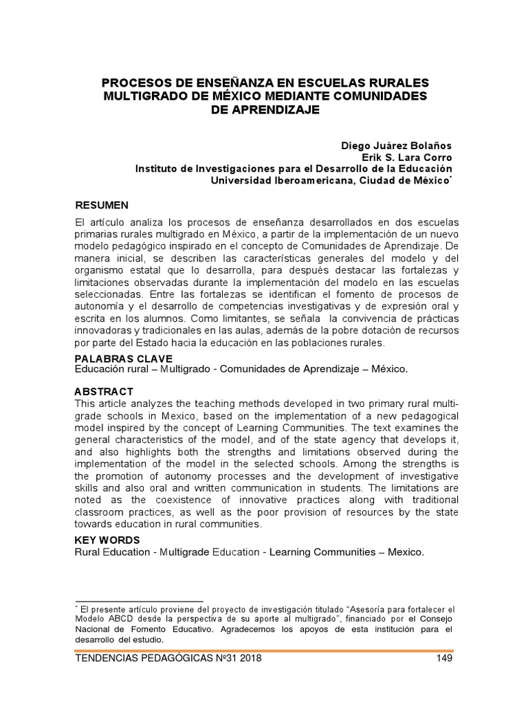 Procesos de Enseñanza en Escuelas Rurales Multigrado de México Mediante ...
