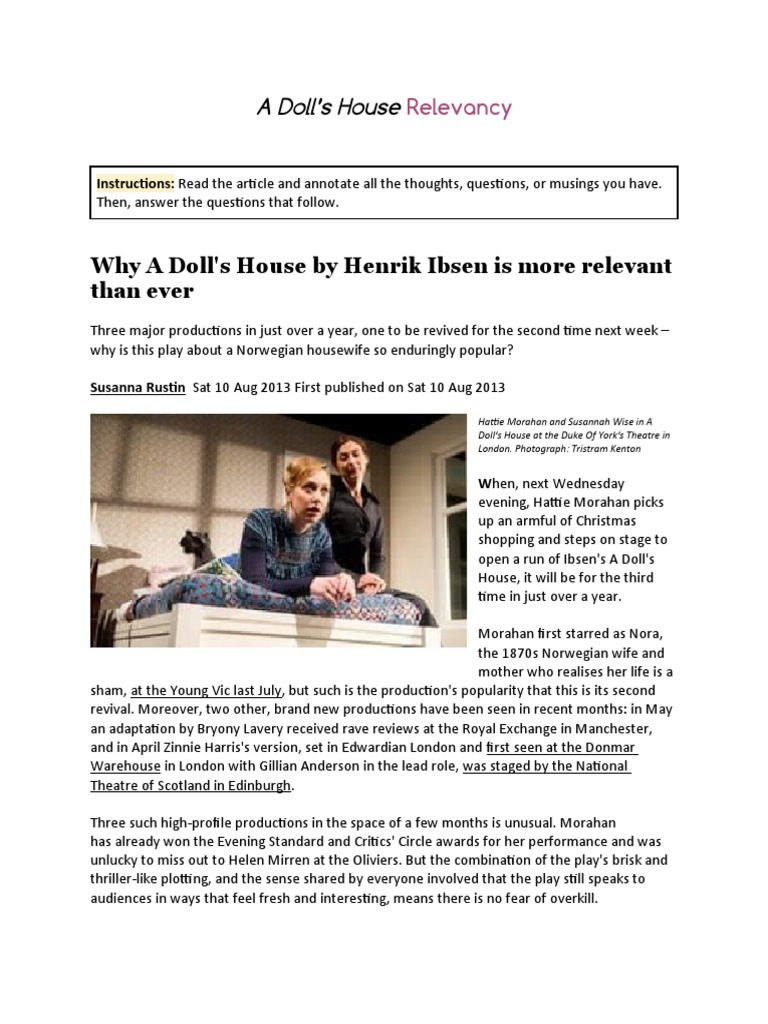 Relevance Download Free PDF A Doll's House
