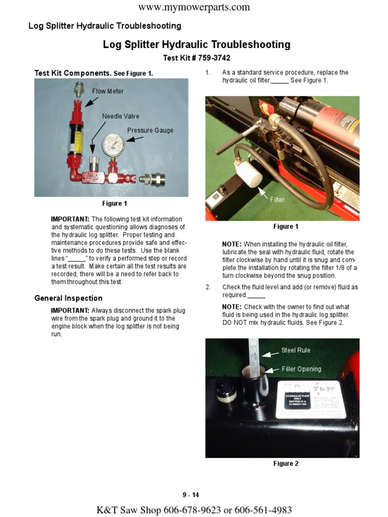 Log Splitter Hydraulic Troubleshooting Guide | PDF | Valve | Pump