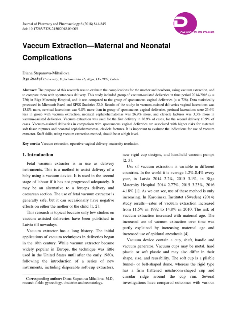 Vaccum Extraction-Maternal and Neonatal Complications | PDF | Human ...