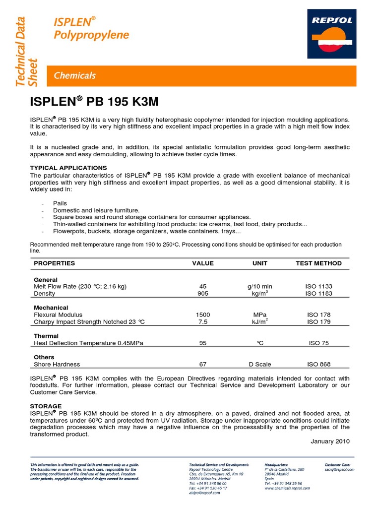 Repsol Isplen PB195K3M | Download Free PDF | Temperature | Materials ...