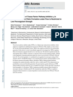 El papel supresor del inhibidor α de la vía del factor tisular en la formación de fibrina dependiente de plaquetas bajo flujo se restringe a baja potencia procoagulante