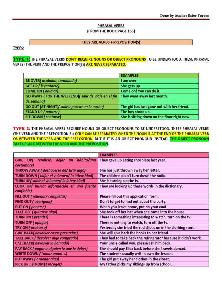 11B Phrasal Verbs Explanation | PDF | Verb | Preposition And Postposition