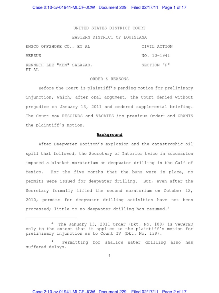 Court Grants Preliminary Injunction on Drilling Permits | PDF | Social ...