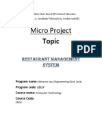 Micro Project Topic: Restaurant Management System