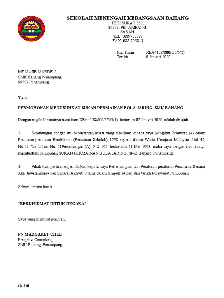 2 Surat Kelulusan Penubuhan Pdf