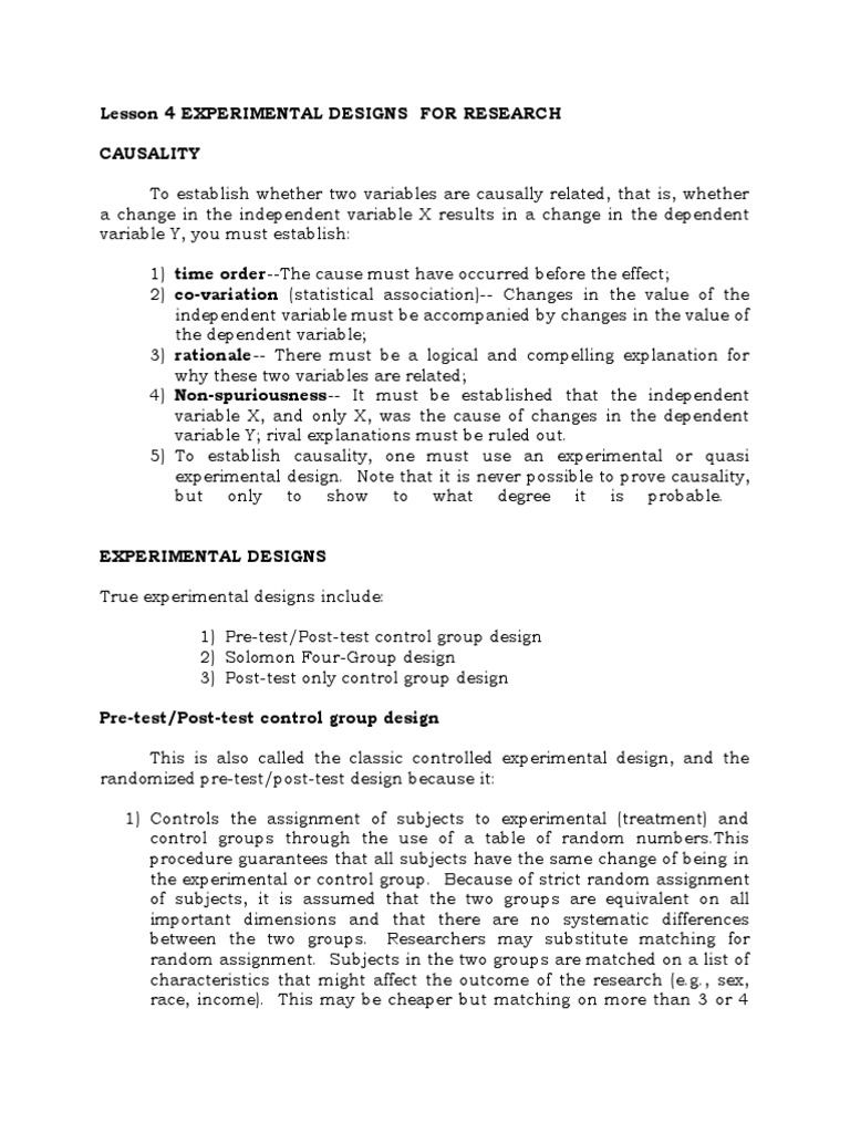Understanding Experimental Designs in Research | PDF | Experiment ...
