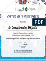 Dr. Demsa Simbolon, SKK, MKM Sertifikat Webinat Internasional 2