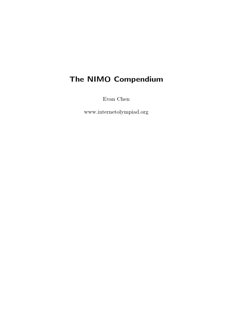 The NIMO Compendium: Evan Chen | PDF | Elementary Geometry