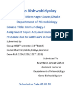 Gono Bishwabidyalay: Nolam, Mirzanagar, Savar, Dhaka Department of Microbiology Course Title: Immunology-I