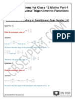 NCERT Solutions For Class 12 Maths Part 1 Chapter 2 Inverse Trigonometric Functions PDF