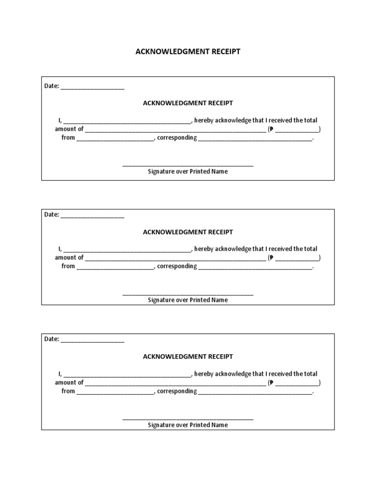Acknowledgment of Receipt Form | PDF
