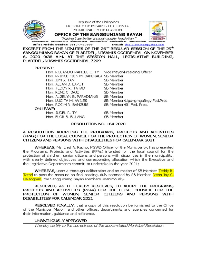 Resolution for Senior Citizen Programs | PDF | Government
