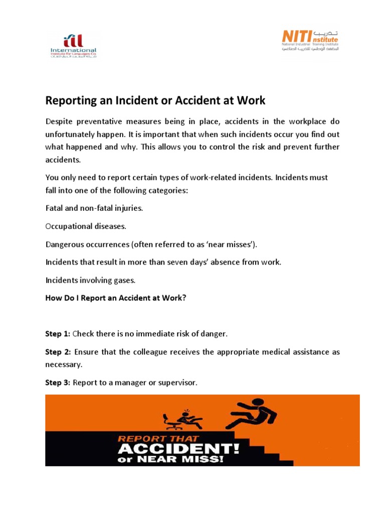 Reporting Workplace Incidents and Accidents Understanding Required