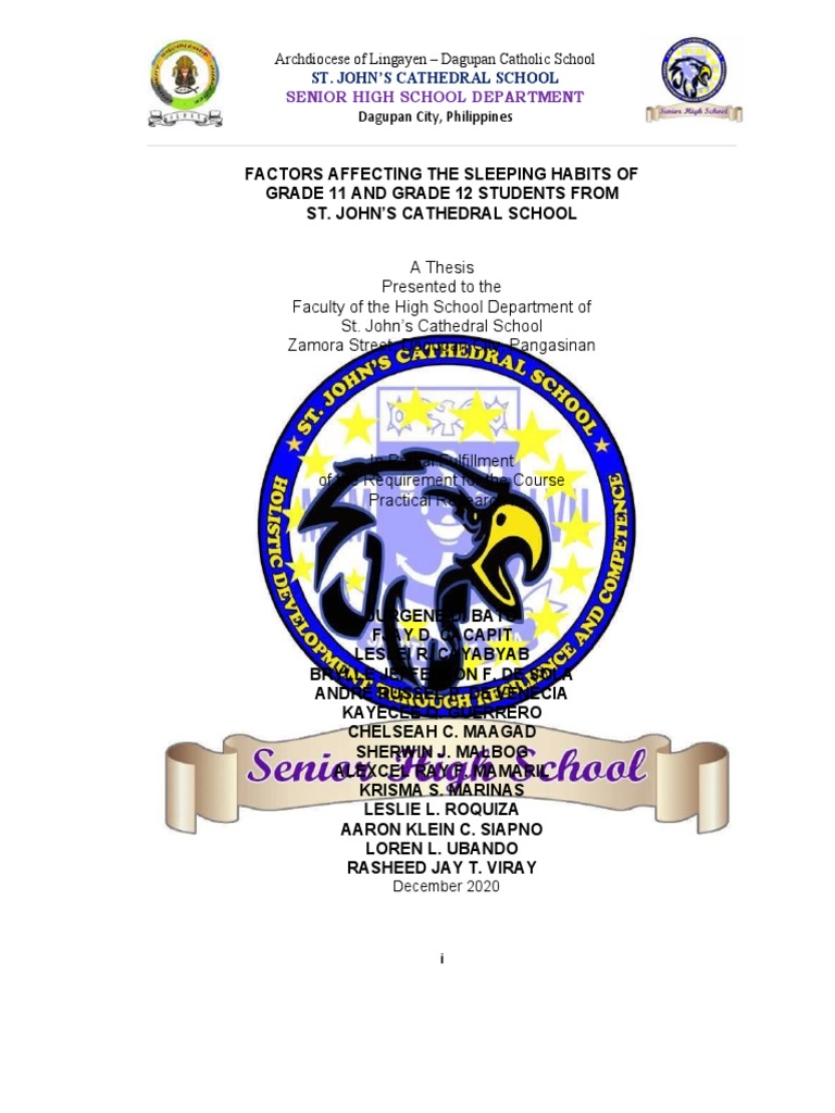 A Thesis Presented To The Faculty of The High School Department of St.  John's Cathedral School Zamora Street, Dagupan City, Pangasinan | PDF |  Psychology | Science, image size:768x1024
