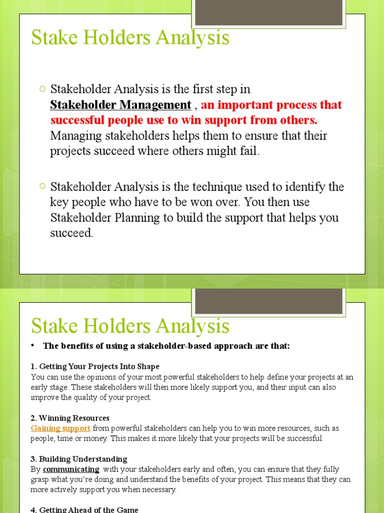 Stakeholder Analysis for Project Success | PDF | Stakeholder (Corporate ...