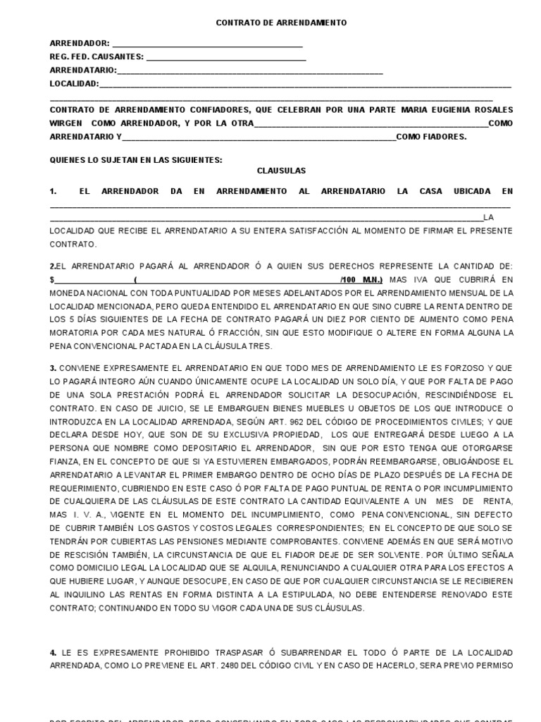 CONTRATO DE ARRENDAMIENTO