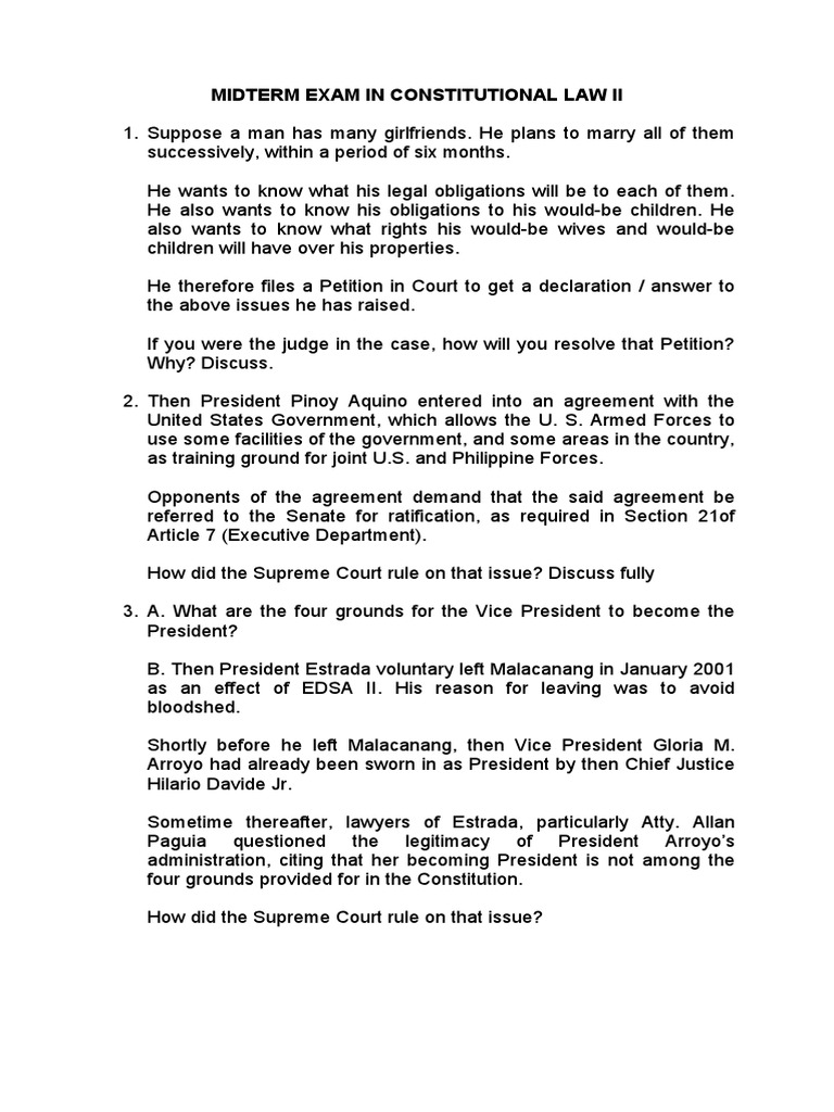 Constitutional Law II Midterm Exam | PDF | Supreme Courts | President ...