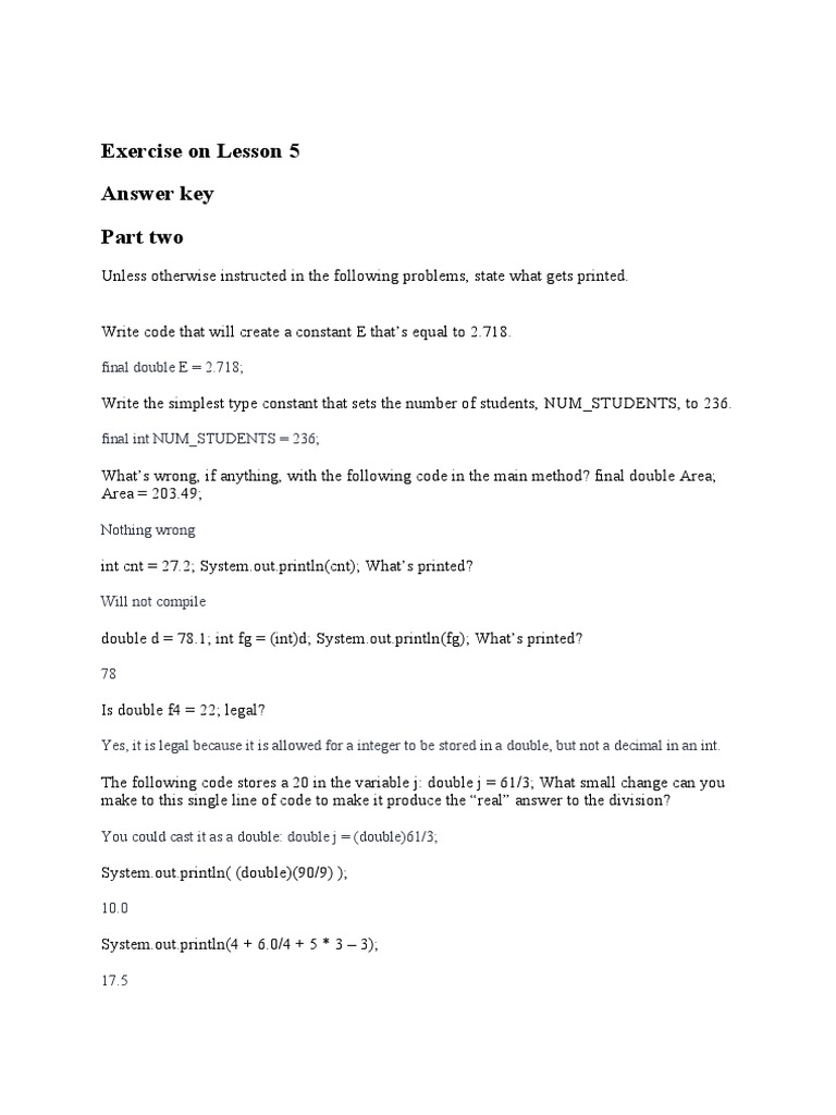 Java Constants and Division Exercises | PDF | Computers