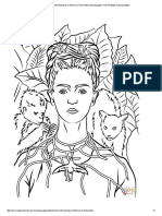 Self Portrait With Necklace of Thorns by Frida Kahlo Coloring Page - Free Printable Coloring Pages