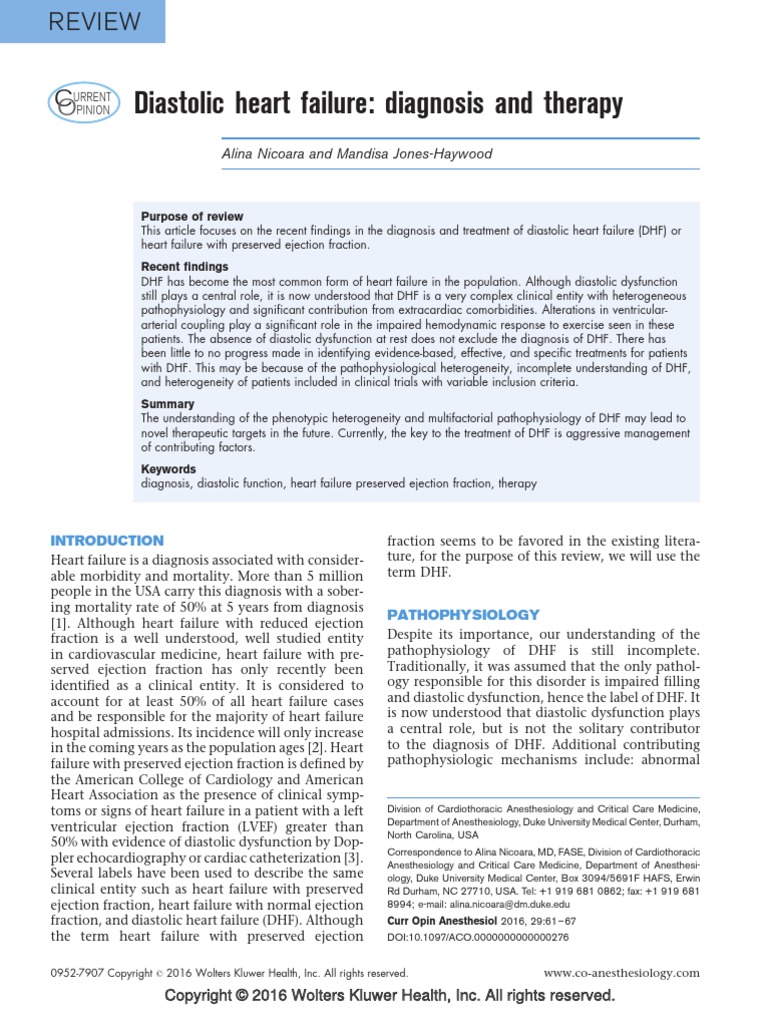 Diastolic Heart Failure Diagnosis and Therapy.12 | Download Free PDF ...