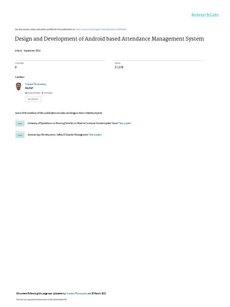 Android Attendance Management System | PDF | Android (Operating System ...