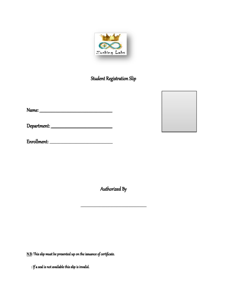 Student Registration Slip Details | PDF | Finance & Money Management