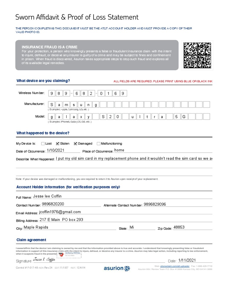 Asurion Affidavit Att-Pdffiller PDF | PDF | Fraud | Business