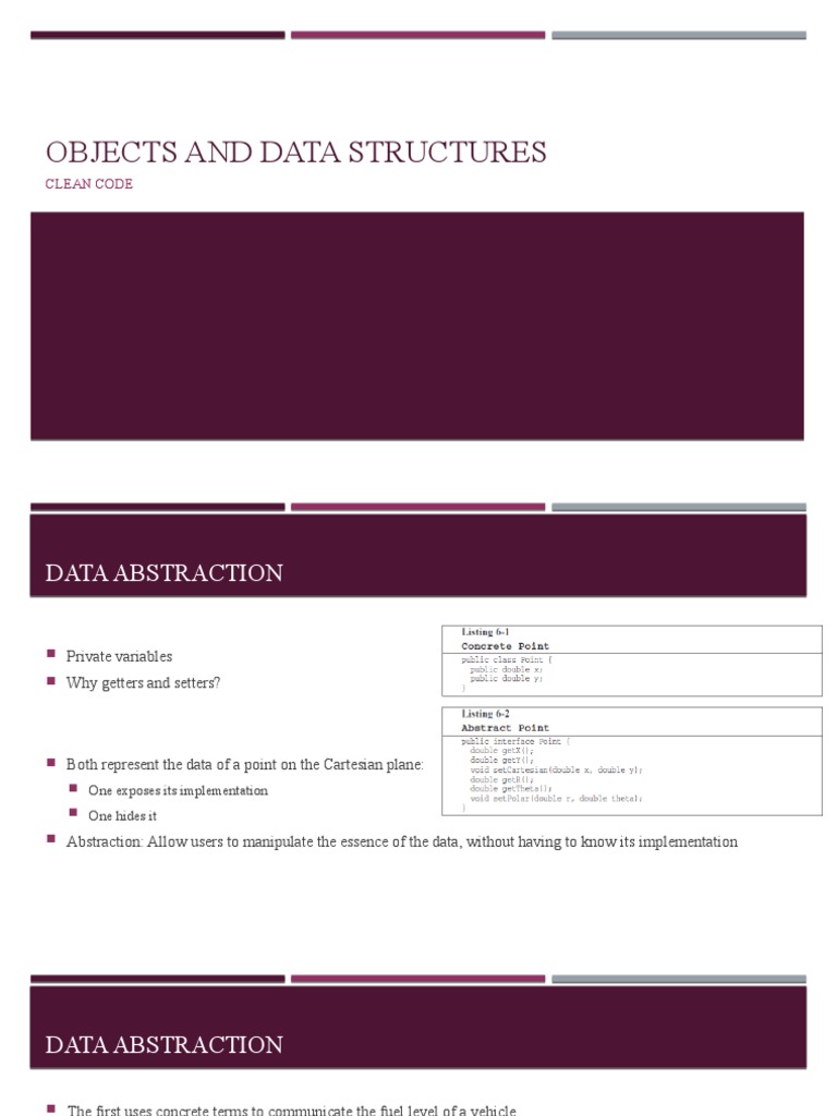 Objects and Data Structures: Clean Code | PDF | Abstraction (Computer ...