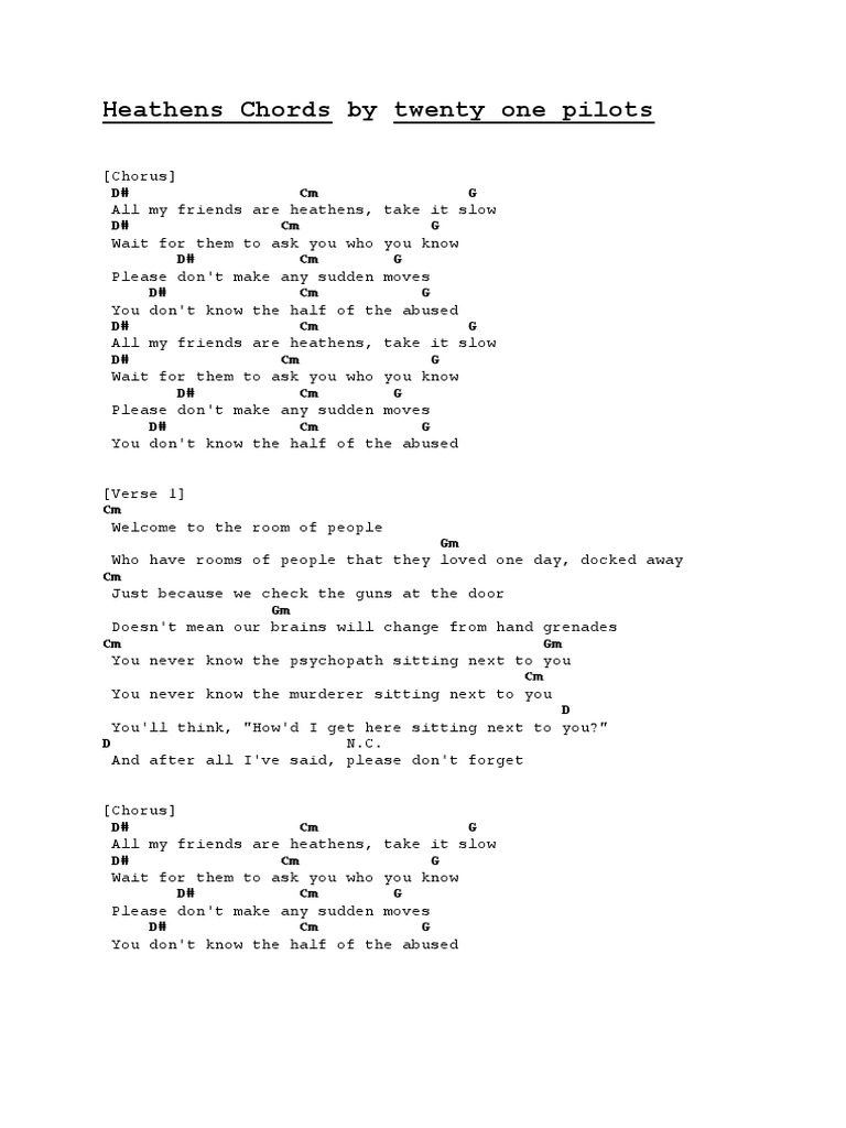 Heathens Chords by Twenty One Pilots PDF Song Structure