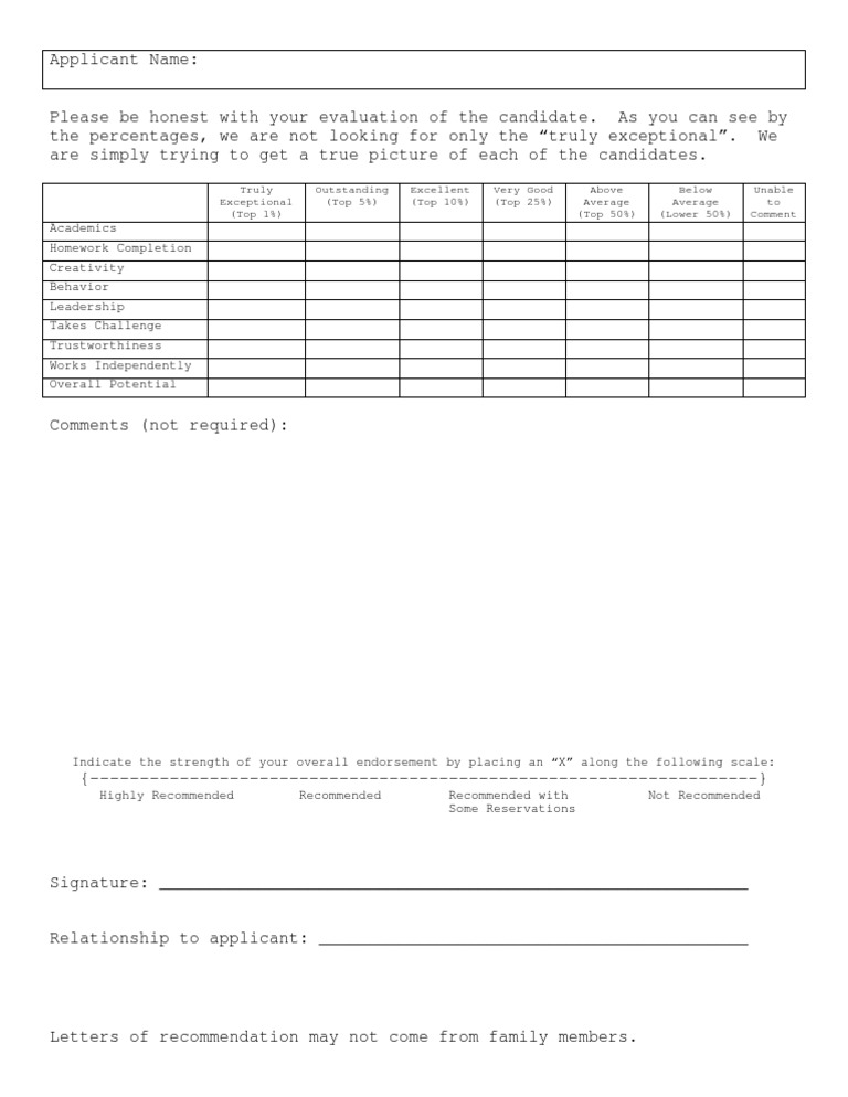 NJHS - Recommendation Form | PDF | Self-Improvement