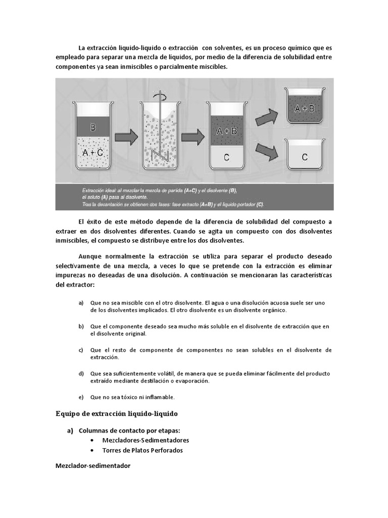 Equipos de Extraccion Liquido-Liquido | PDF | Solvente | Solubilidad