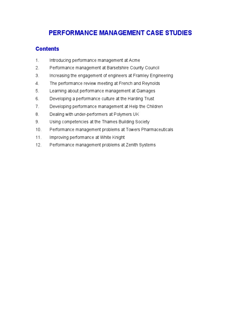 Performance Management Case Studies Guide | PDF | Competence (Human ...